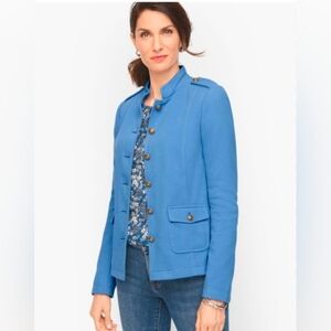 Talbots Military Style Jacket Blue Gold Button Womens Size 18 Lined Cotton Blend